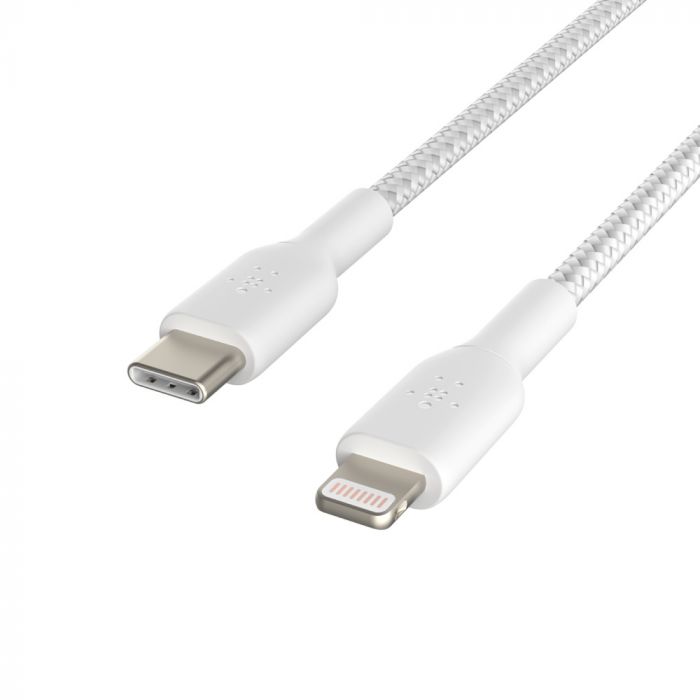Кабель Belkin USB-С - Lightning, BRAIDED, 2m, white