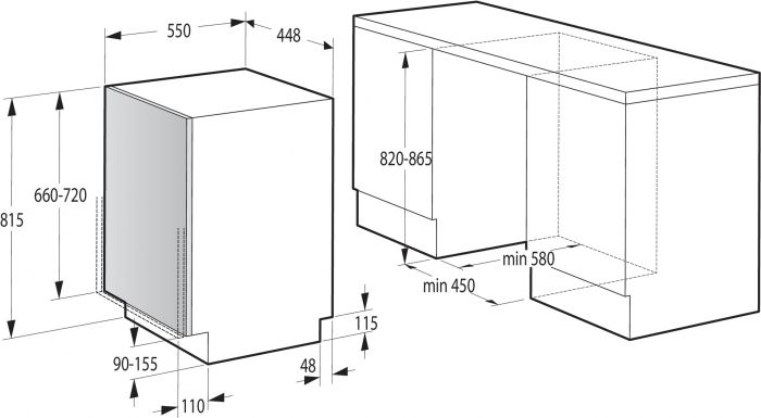 Вбудована посудом. машина Gorenje GV520E10/ 45 см./ A++/11 компл./5 прогр./ повний AquaStop