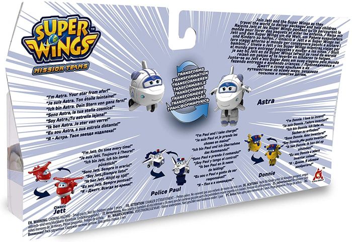 Ігровий набір Super Wings Transform-a-bots, 4 фігурки-трансформери, Джетт, Пол, Астра, Донні будівельник