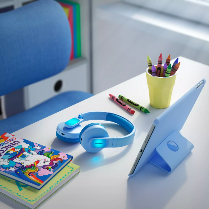 Навушники Philips Kids TAK4206 On-ear Colored light panels Wireless Mic Синій