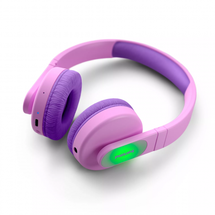 Навушники Philips Kids TAK4206 On-ear Colored light panels Wireless Mic Рожевий