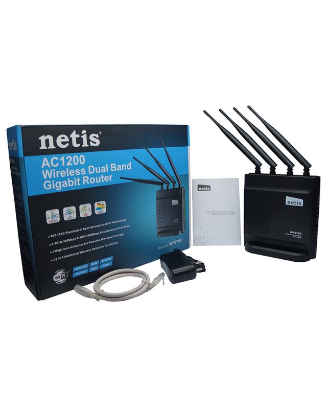 Маршрутизатор Netis WF2780 AC1200, 4xGE LAN, 1xGE WAN, MESH