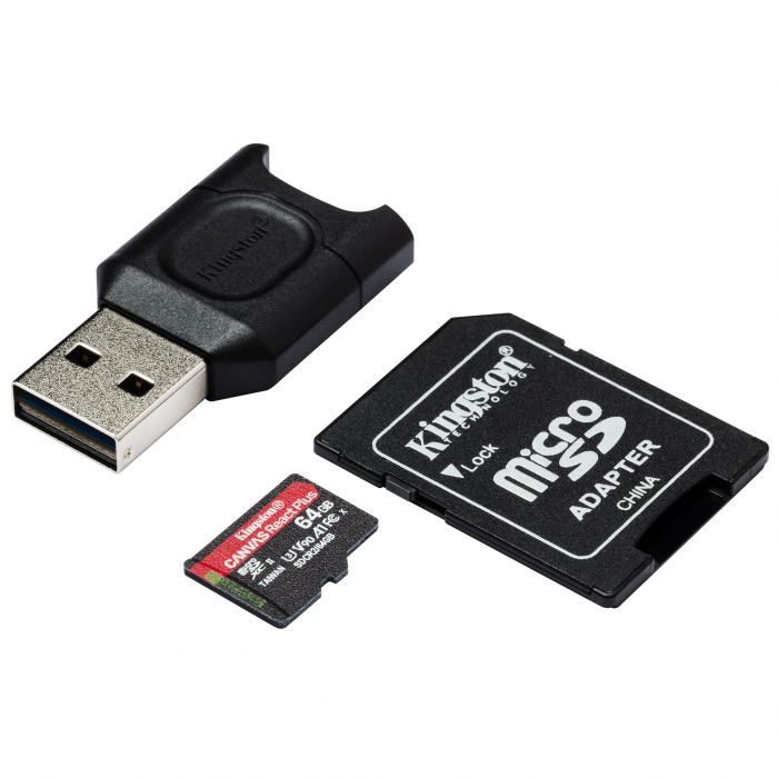 Карта пам'яті Kingston microSD   64GB C10 UHS-II U3 A1 R285/W165MB/s + MLPM Reader