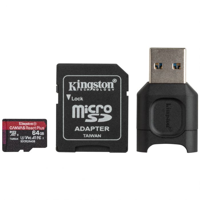 Карта пам'яті Kingston microSD   64GB C10 UHS-II U3 A1 R285/W165MB/s + MLPM Reader