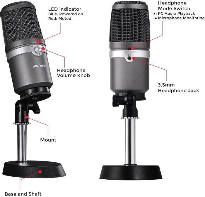 Мікрофон AVerMedia USB microphone AM310 Black