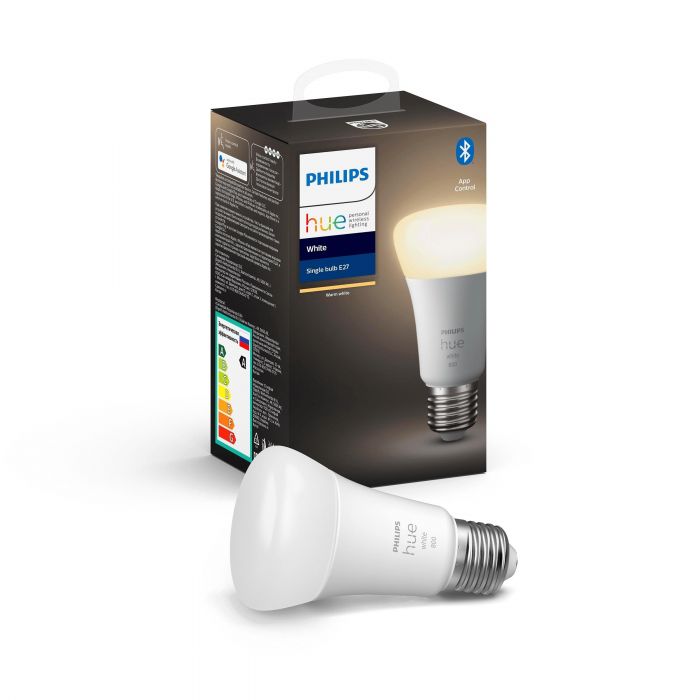 Лампа Philips Hue E27, 9W(60Вт), 2700K, White, ZigBee, Bluetooth, розумна, димування
