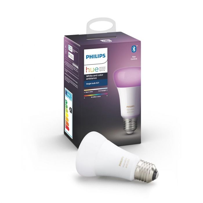 Лампа Philips Hue E27, 9W(60Вт), 2000K-6500K, RGB, ZigBee, Bluetooth, розумна, димування