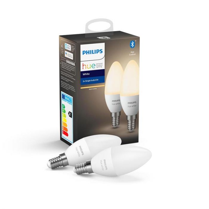 Лампа Philips Hue E14, 5.5W(40Вт), 2700K, White, ZigBee, Bluetooth, розумна, димування, 2шт