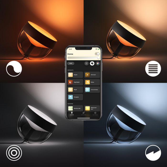 Настільний світильник Philips Hue Iris, 2000K-6500K, RGB, ZigBee, Bluetooth, розумний, димування, чорний