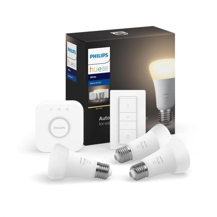 Стартовий комплект Philips Hue White (Bridge, Dimmer, лампа E27 White 3шт)