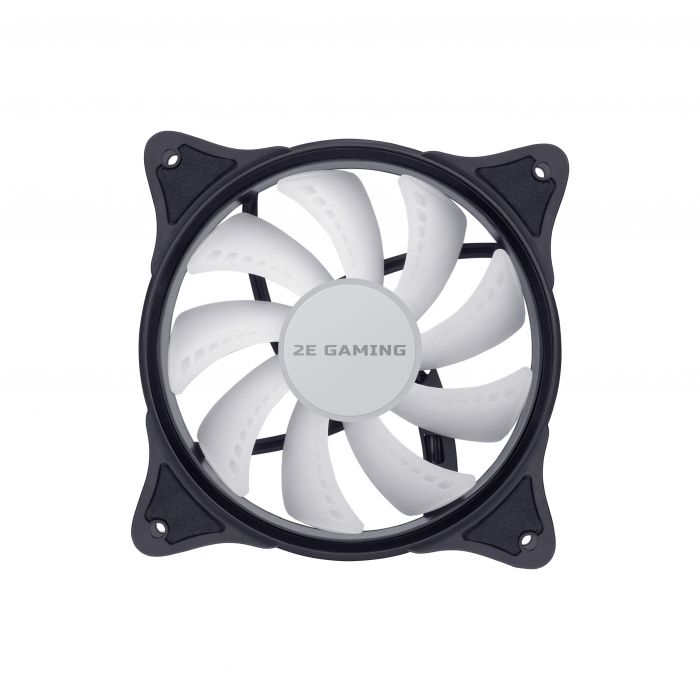 Корпусний вентилятор 2E GAMING (F120IR-ARGB), 120мм, 3+3pin 5V Aura, білі лопаті, чорна рамка, inner LED