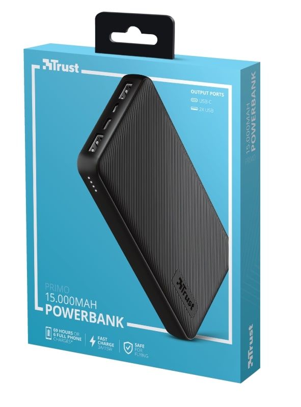 Портативний зарядний пристрій Power Bank Trust Primo 15000 mAh Black