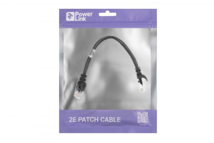 Патч-корд 2E Cat 5e,UTP,RJ45, 26AWG,7/0.16 CCA, 0.20m,PVC,Black