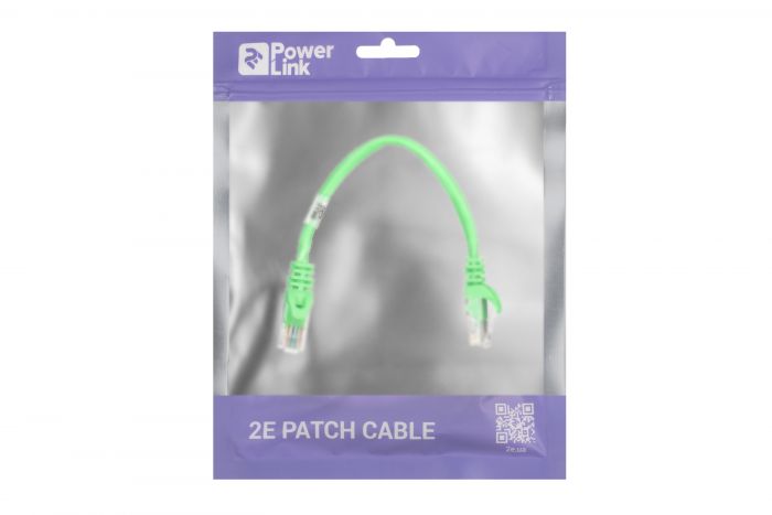 Патч-корд 2E Cat 5e,UTP,RJ45, 26AWG ,7/0.16 CCA, 0.20m, PVC,Green