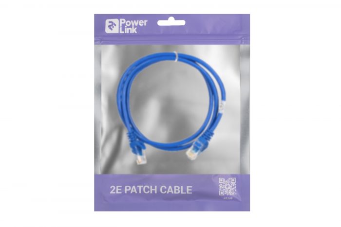 Патч-корд 2E Cat 5e,UTP,RJ45, 26AWG ,7/0.16 Cu, 0.50 m, PVC,Blue