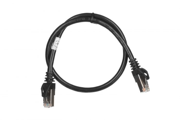 Патч-корд 2E Cat 6,S-FTP екран. фольга з обплетенням, RJ45, 4Х2 27AWG ,7/0.14 Cu, 0.50 m, PVC,Black