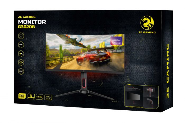 Монітор LCD 29.5" 2E GAMING G3020B 3xHDMI, DP, MM, VA, 2560x1080, 200Hz, CURVED, FreeSync, HAS