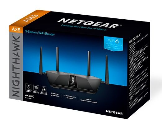 Маршрутизатор NETGEAR RAX43 Nighthawk AX4200 WiFi 6, 4xGE LAN, 1xGE WAN, 1xUSB 3.0, 4х зовнішн. ант.