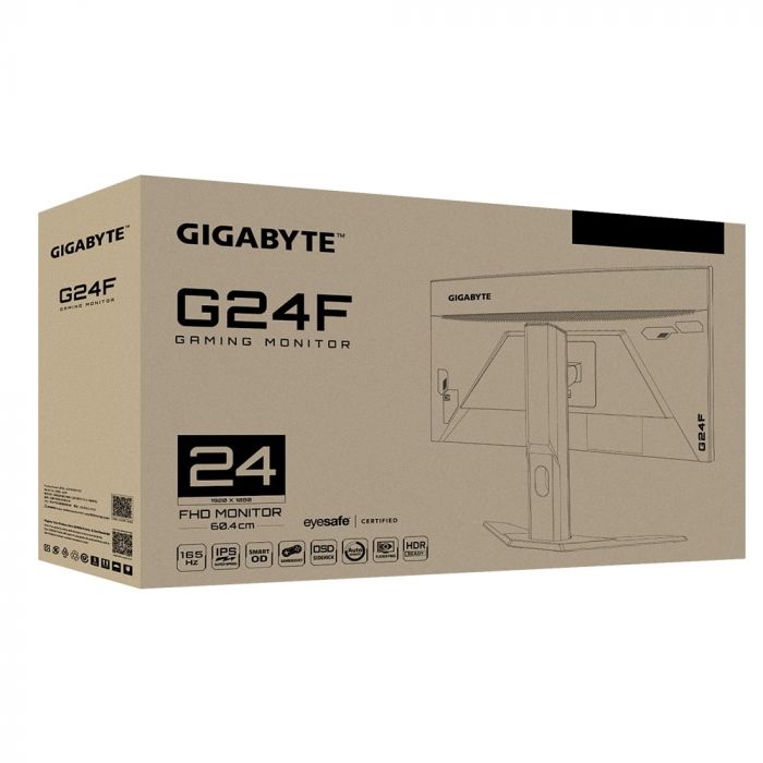 Монітор LCD GIGABYTE 23.8" G24F, 2xHDMI, DP, 2xUSB, IPS, 165Hz, 1mc, 120%sRGB, FreeSync, HDR