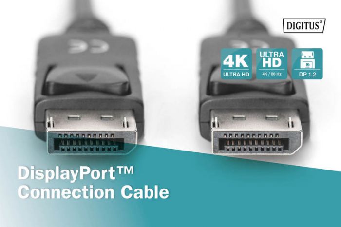 Кабель DIGITUS DisplayPort UHD 4K, M/M, 2 m, double shielding