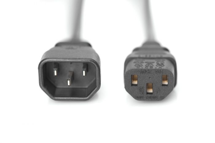 Кабель живлення DIGITUS C14-C13 M/F, 1.2m, 0.75qmm, black