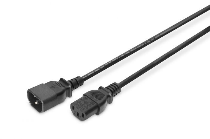 Кабель живлення DIGITUS C14-C13 M/F, 1.2m, 0.75qmm, black