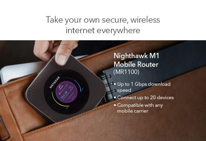 Мобільний маршрутизатор NETGEAR MR1100 Nighthawk M1 AC1000, 4G LTE, 1xGE LAN, 1xUSB-C, 1xUSB 2.0, 2xTS