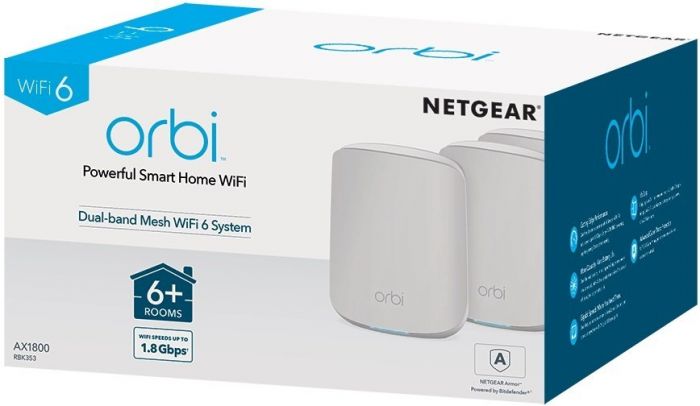 WiFi-система NETGEAR RBK353 AX1800 WiFi 6, MESH, 3xGE LAN, 1xGE WAN, біл. кол. (3шт.)