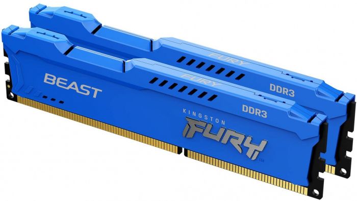 Пам'ять ПК Kingston DDR3 16GB KIT (8GBx2) 1600 1.5V FURY Beast Blue