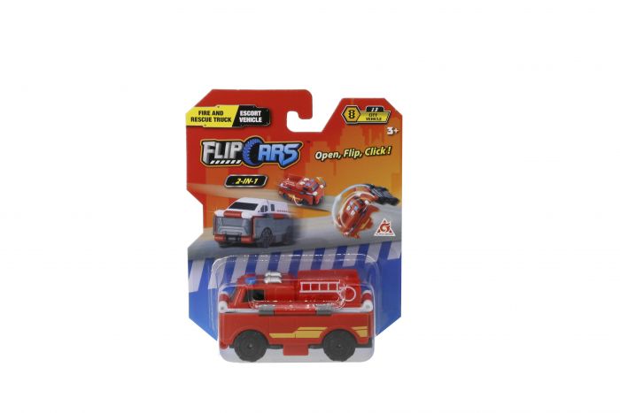 Машинка-трансформер Flip Cars 2 в 1 Пожежний автомобіль і Автомобіль супроводу