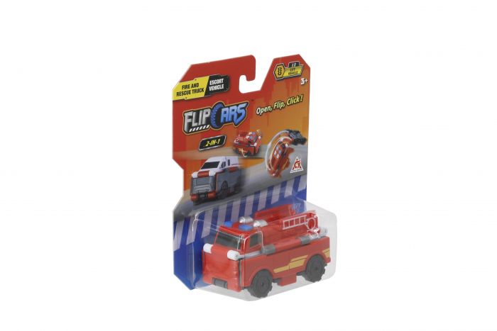 Машинка-трансформер Flip Cars 2 в 1 Пожежний автомобіль і Автомобіль супроводу
