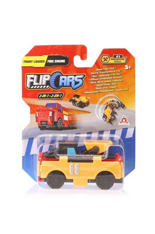 Машинка-трансформер Flip Cars 2 в 1 Фронтальний навантажувач і Пожежний автомобіль