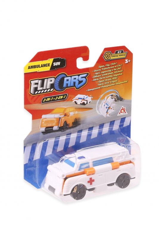 Машинка-трансформер Flip Cars 2 в 1 Швидка допомога і Позашляховик