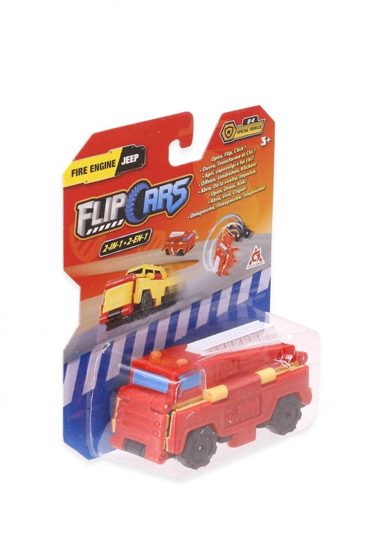 Машинка-трансформер Flip Cars 2 в 1 Пожежний автомобіль і Позашляховик