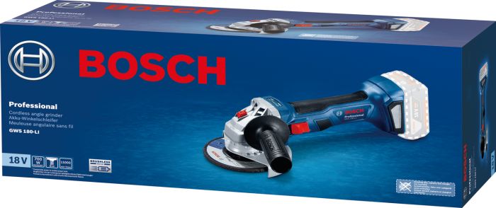 Шліфмашина кутова Bosch GWS 180-LI, акум., 18В, 125мм, М14, 1,6кг, Solo