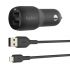 Автомобільний ЗП Belkin Car Charger (24W) Dual USB-A, USB-A - Lightning, 1m, black