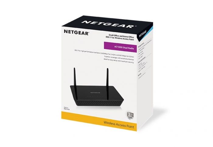 Точка доступу NETGEAR WAC104 AC1200, 4xGE LAN, 2х зовнішн. ант.