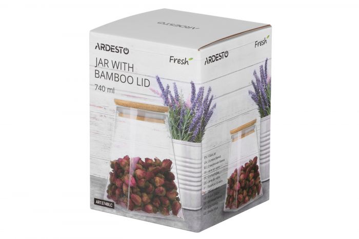 Банка для зберігання Ardesto Fresh, конус, 740 мл, скло, бамбук