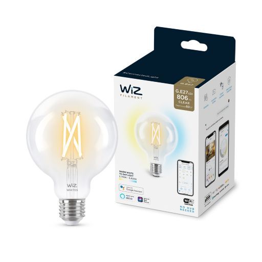 Лампа розумна WiZ, E27, 7W, 60W, 806Lm, G95, 2700-6500, філаментна, Wi-Fi