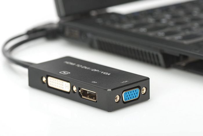Перехідник DIGITUS HDMI - DP+DVI+VGA UHD 4K, M-F/F/F, 3 in 1