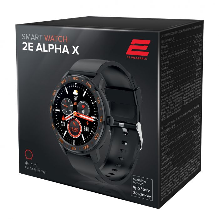 Смарт-годинник 2E Alpha X 46 mm Black-Orange