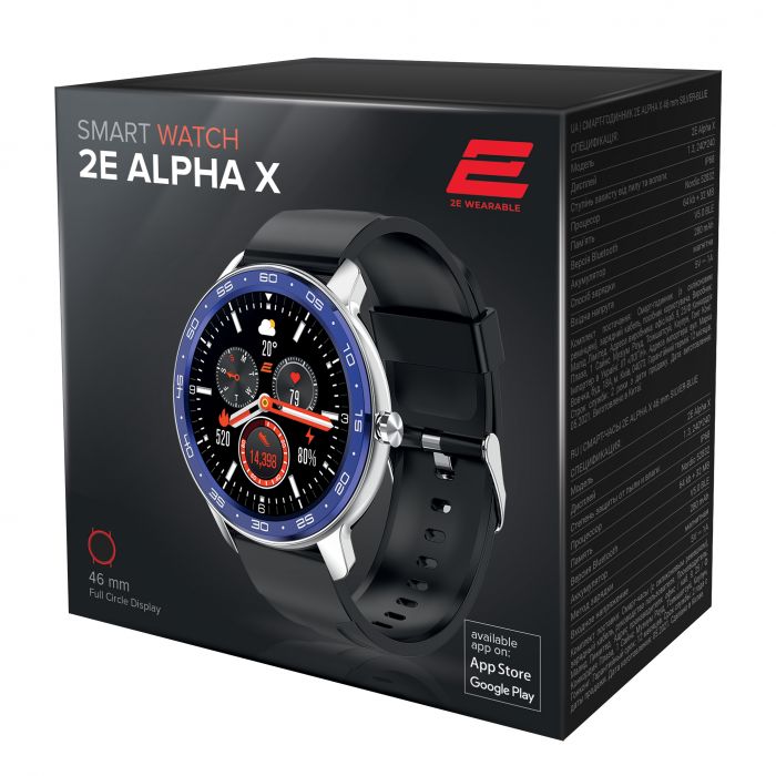 Смарт-годинник 2E Alpha X 46 mm Silver-Blue