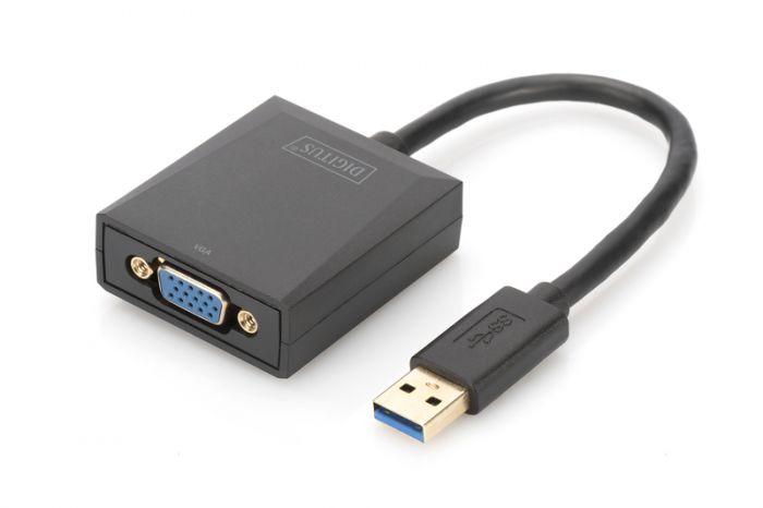 Адаптер DIGITUS USB 3.0 - VGA Full HD, M/F, 0.15 m