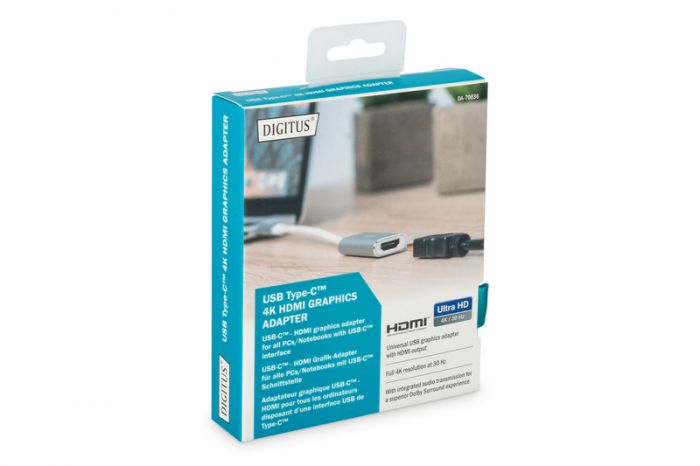 Адаптер DIGITUS USB-C - HDMA UHD 4K, M/F, 0.2 m