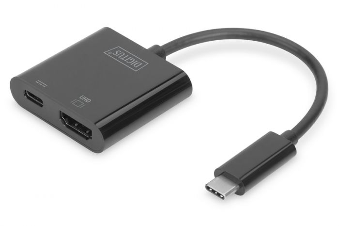 Адаптер DIGITUS USB-C - HDMA+USB-C UHD 4K, M/F, 0.11 m