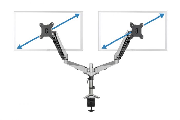 Кріплення DIGITUS Dual Monitor Clamp gas spring, 15-32", з нахилом, поворотом