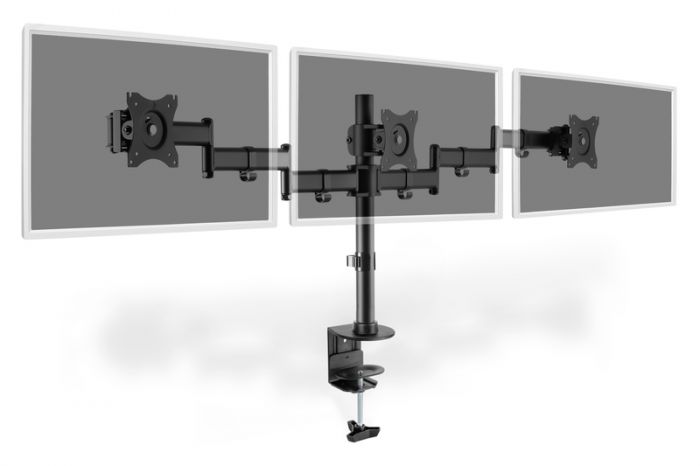 Кріплення DIGITUS Triple Monitor Clamp, 15-27", з нахилом, поворотом