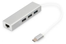 Концентратор DIGITUS DIGITUS USB-C - USB 3.0 3 Port Hub + Gigabit Ethernet Концентратор DIGITUS DIGITUS USB-C - USB 3.0 3 Port Hub + Gigabit Ethernet
