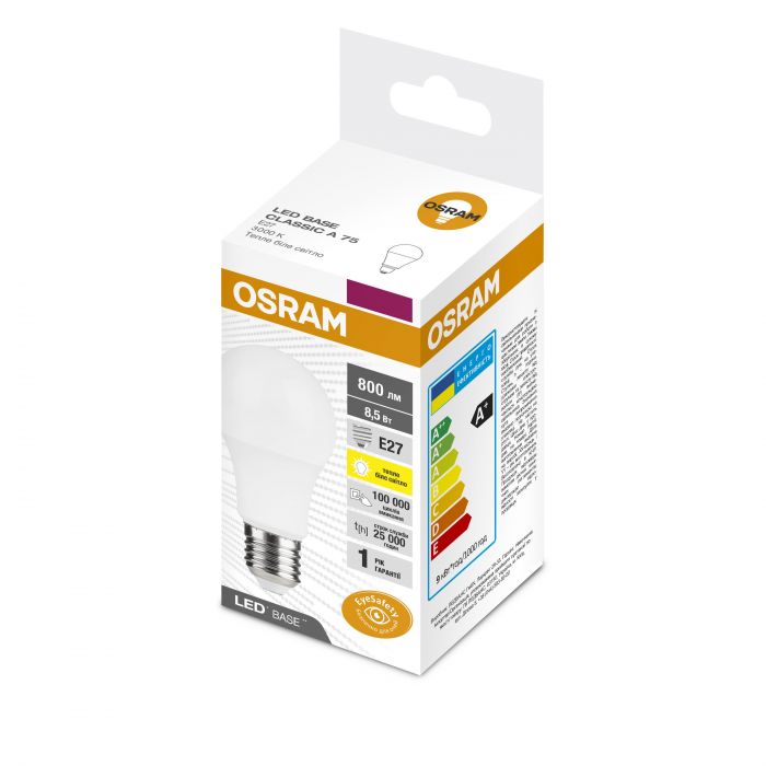 Лампа світлодіодна OSRAM LED BASE CLA75 8,5W (800Lm) 3000K E27