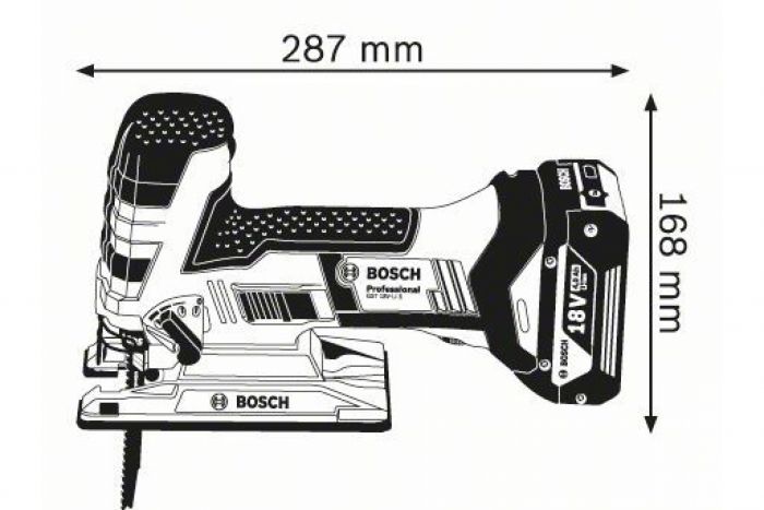 Лобзик Bosch GST 18 V-LI S, акум., 18В, хід 23мм, 2,4кг, Solo